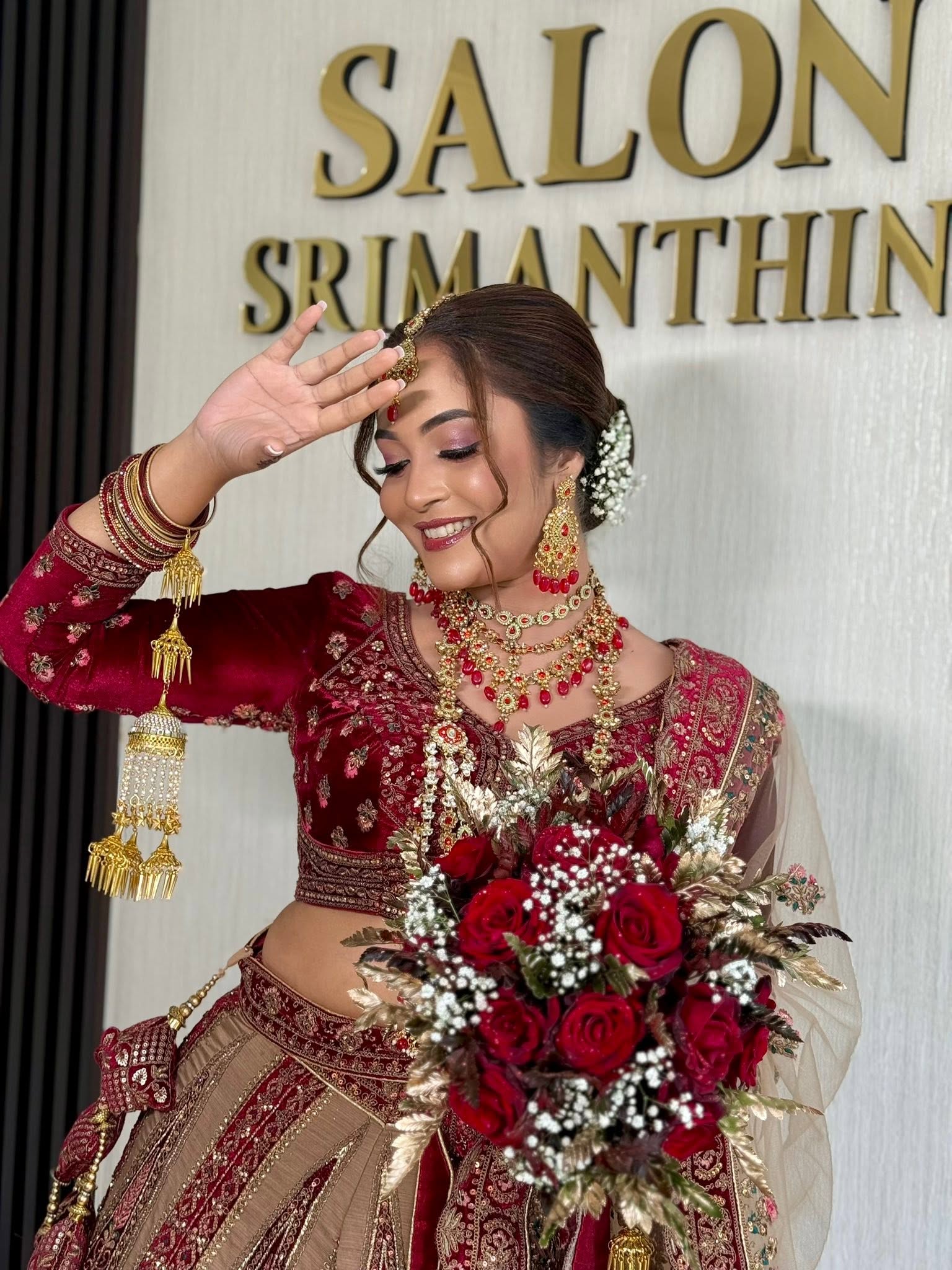 Bridal look styled by Salon Srimanthini